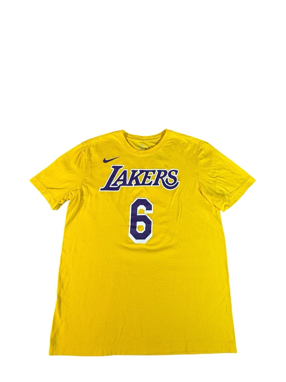 Nike LeBron James #6 Los Angeles Lakers NBA T-Shirt Men's Medium Yellow Tee